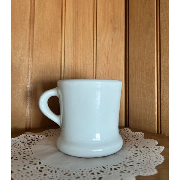 Antique Hall China White Ironstone Porcelain Shaving Coffee Mug Restaurantware - Picture 1 of 7